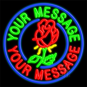 Custom Rose With Circle Neon Sign