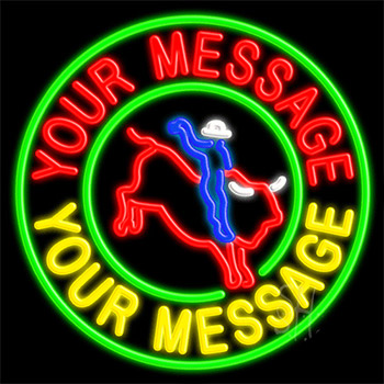 Custom Bull Rider Green Circle Neon Sign