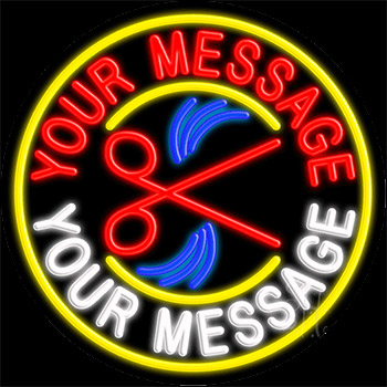 Custom Haircut Yellow Circle Neon Sign