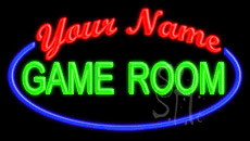 Custom Green Game Room Blue Border Animated Neon Sign