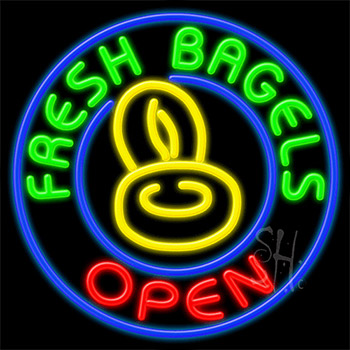 Fresh Bagels Open Neon Sign