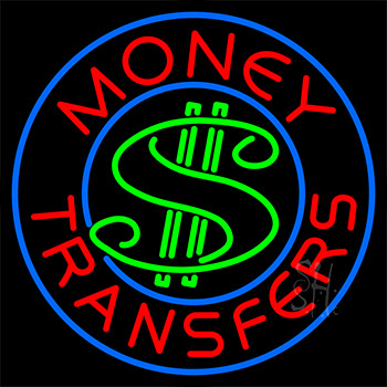 Money Transfers Dollar Logo Neon Sign