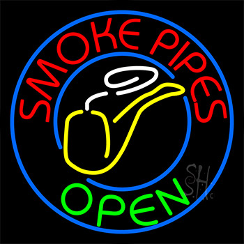 Smoke Pipes Open Circle Neon Sign