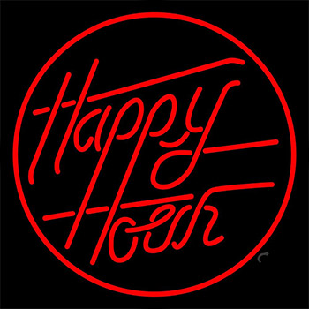Red Happy Hour Neon Sign