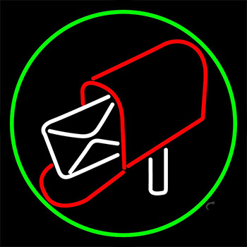 Mailbox Red Logo With Green Circle Neon Sign