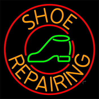 Orange Shoe Repairing Neon Sign