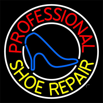 Red Professional Yellow Shoe Repair Neon Sign