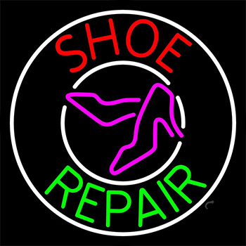 Red Shoe Green Repair With Sandals Neon Sign