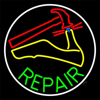 Sandal Repair White Border Neon Sign