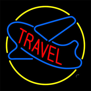 Travel With Blue Logo Neon Sign