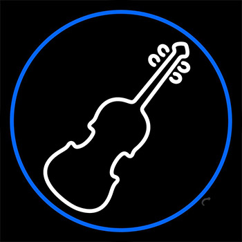 White Violin Blue Border Neon Sign