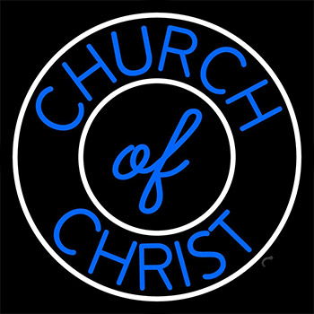 Blue Church Of Christ Block Neon Sign
