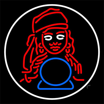 Blue Fortune Teller With Logo Neon Sign