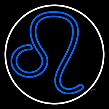 Blue Leo White Border Neon Sign