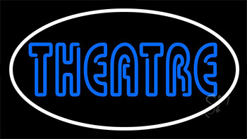 Blue Theatre White Border Neon Sign