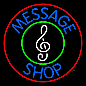 Custom Music Shop Red Border Neon Sign