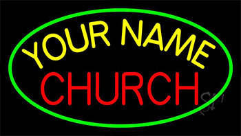 Custom Red Church Green Border Neon Sign