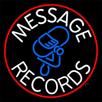 Custom White Records Block With Logo Neon Sign