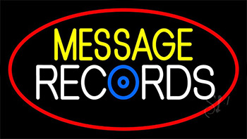 Custom White Records With Red Border Neon Sign