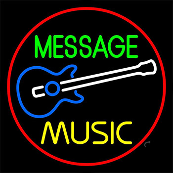 Custom Yellow Music Blue Guitar Red Border Neon Sign
