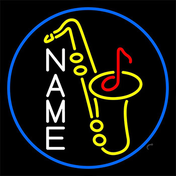 Custom Yellow Saxophone Blue Border 1 Neon Sign