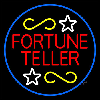 Fortune Teller With Blue Border Neon Sign