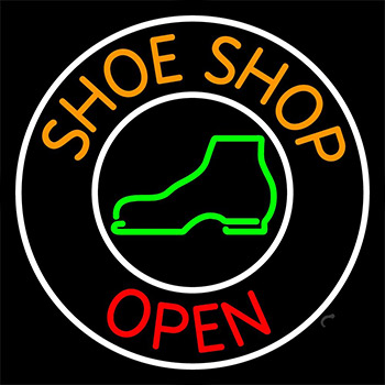Orange Shoe Shop Open Neon Sign