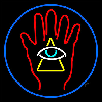 Palm With Eye Pyramid Neon Sign