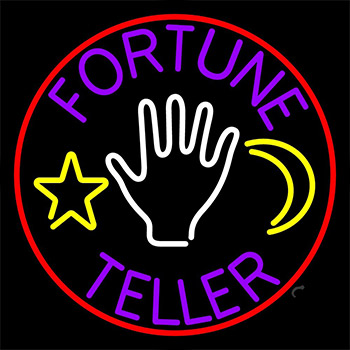 Purple Fortune Teller With Logo Neon Sign