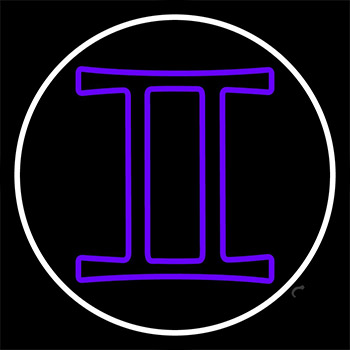 Purple Gemini White Border Neon Sign