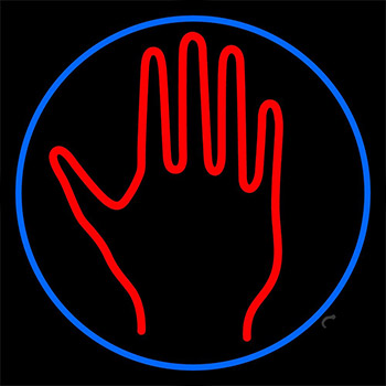Red Palm With Blue Circle Neon Sign