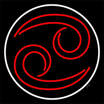 Red Zodiac Cancer White Border Neon Sign