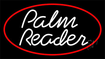 White Cursive Palm Reader Neon Sign
