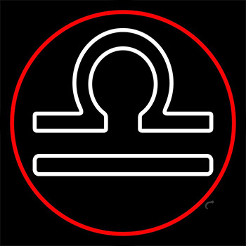 White Libra Red Border Neon Sign