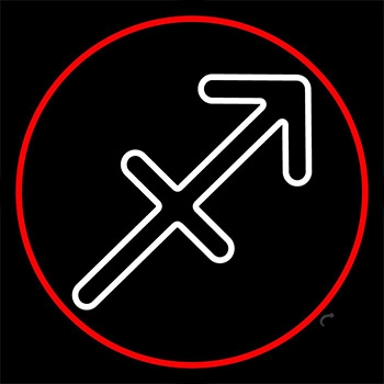 White Sagittarius Zodiac Red Border Neon Sign