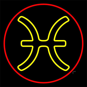 Yellow Pisces Red Border Neon Sign