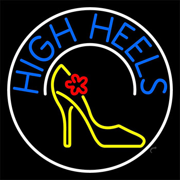 Blue High Heels With Logo Neon Sign