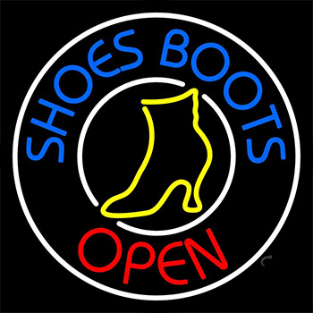 Blue Shoes Boots Open Neon Sign