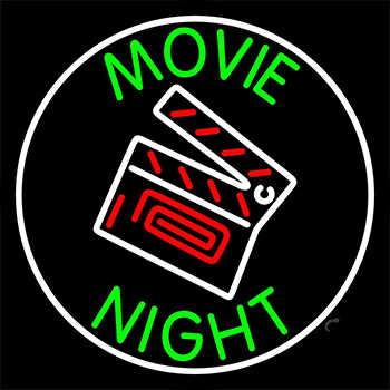 Movie Night With Border Neon Sign