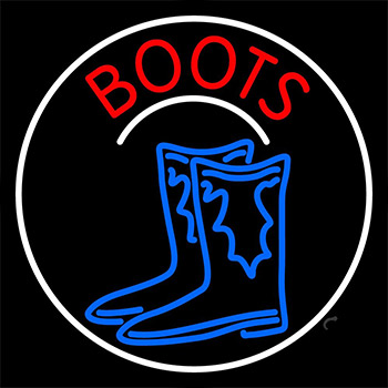 Pair Of Boots Logo With Border Neon Sign