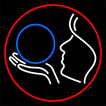 Psychic Crystal Logo With Red Border Neon Sign