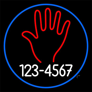 Red Palm White Phone Number Neon Sign