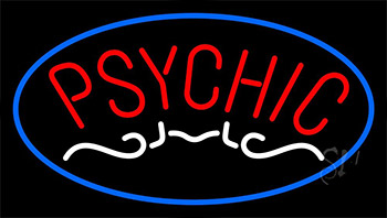 Red Psychic Blue Border Neon Sign