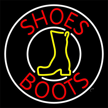 Red Shoes Boots White Border Neon Sign