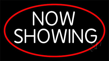 White Now Showing Neon Sign