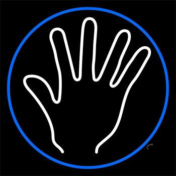White Psychic Palm And Blue Border Neon Sign