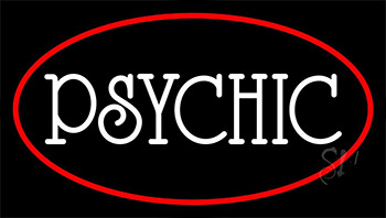 White Psychic With Red Border Neon Sign