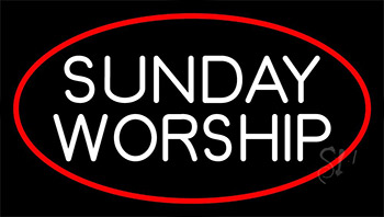 White Sunday Worship Neon Sign