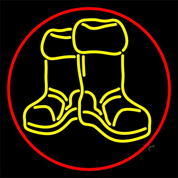 Winter Boots With Red Border Neon Sign