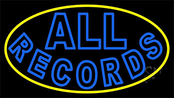 All Records Yellow Border Neon Sign
